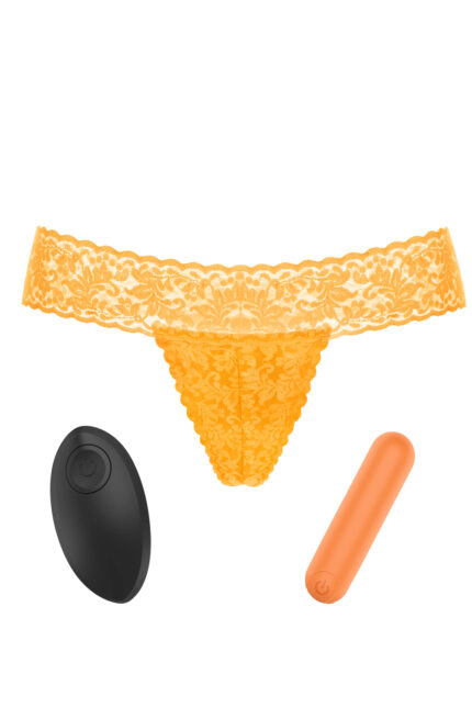 Rechargeable panty bullet+opened thong orange-fluo Love to Love
